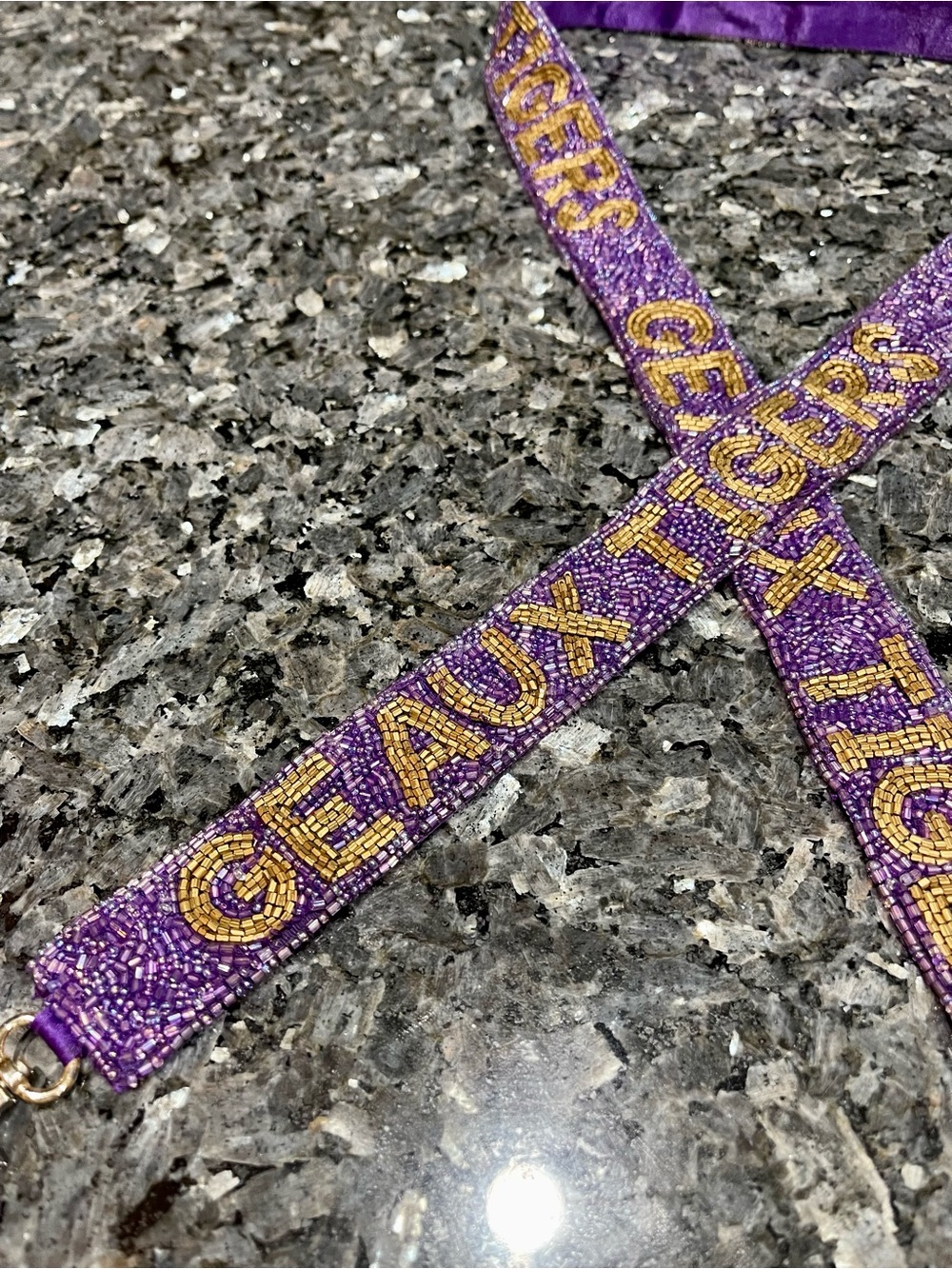 Beaded LSU ‘Geaux Tigers' Purple Crossbody Purse Replacement Strap - Picture 2 of 7